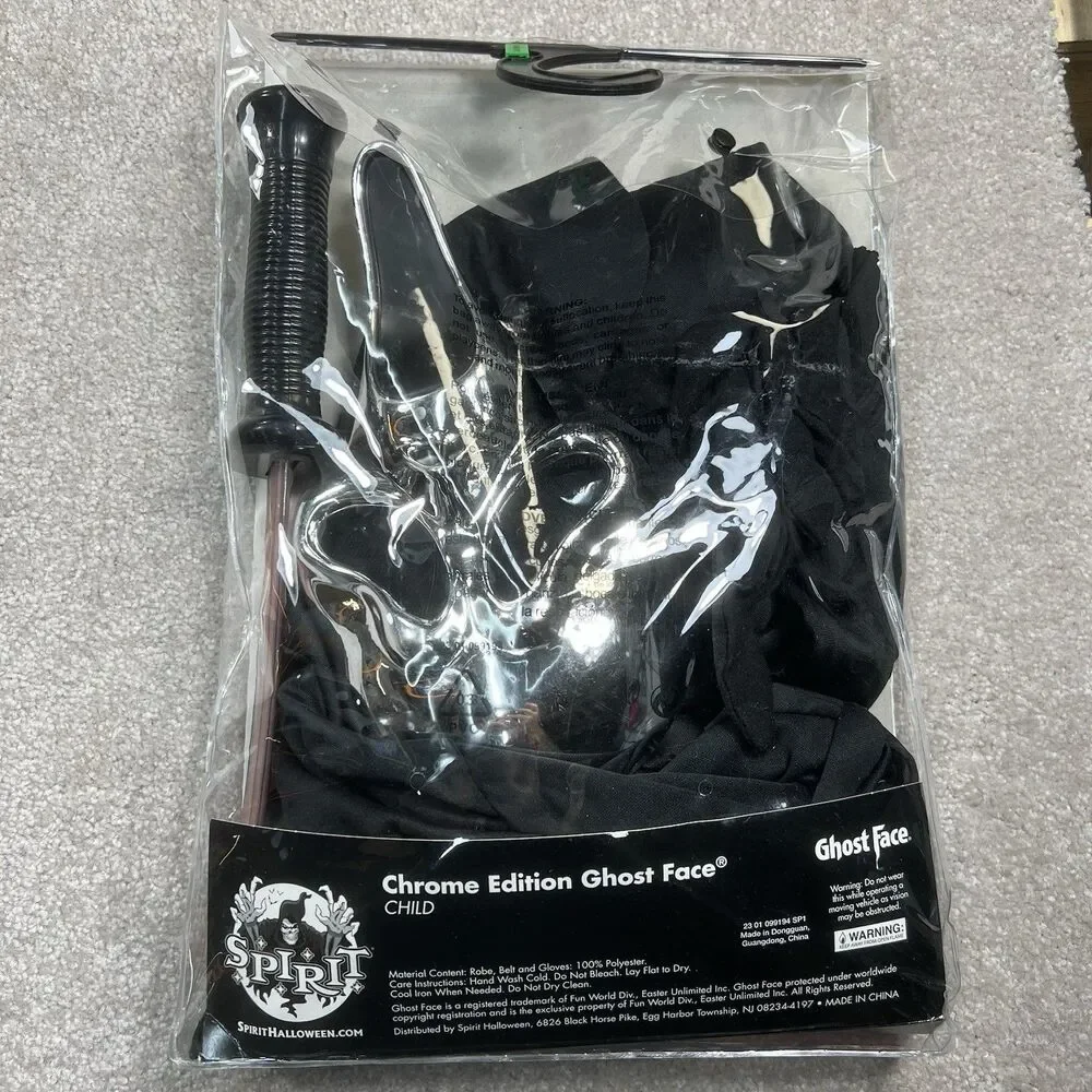 Spirit Halloween Ghost Face Chrome Edition Child Sz Large 12-14 New Rare Costume